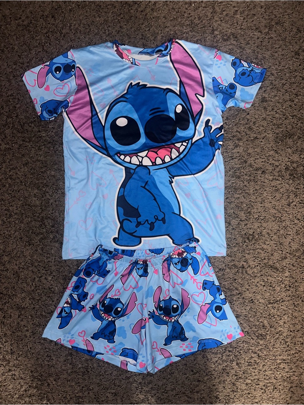 Blue Stitch Kids' Pajama Set - Character Short Sleeve Top & Shorts